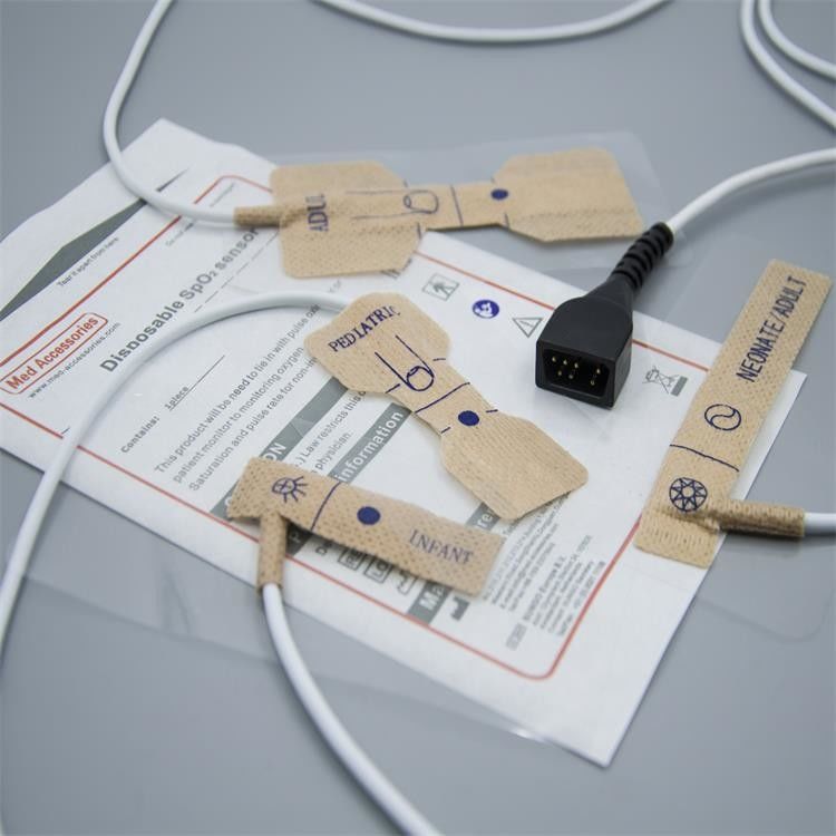Oximómetro de pulso adhesivo desechable Longitud de la sonda del dedo 90 cm Color blanco