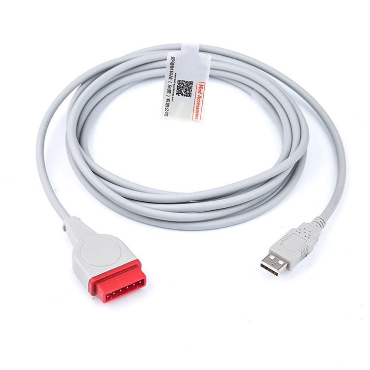 Cable de adaptador TPU IBP gris duradero Compatible para GE Marquette con USB