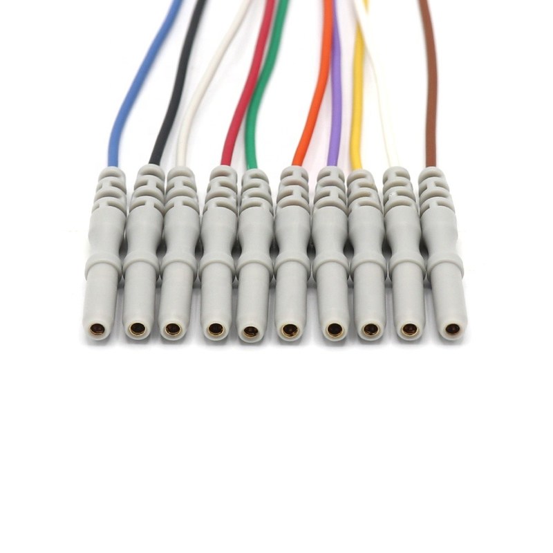 10 Plomo Otros accesorios para monitores de pacientes Cable de EEG Dia 1.5 mm con taza dorada