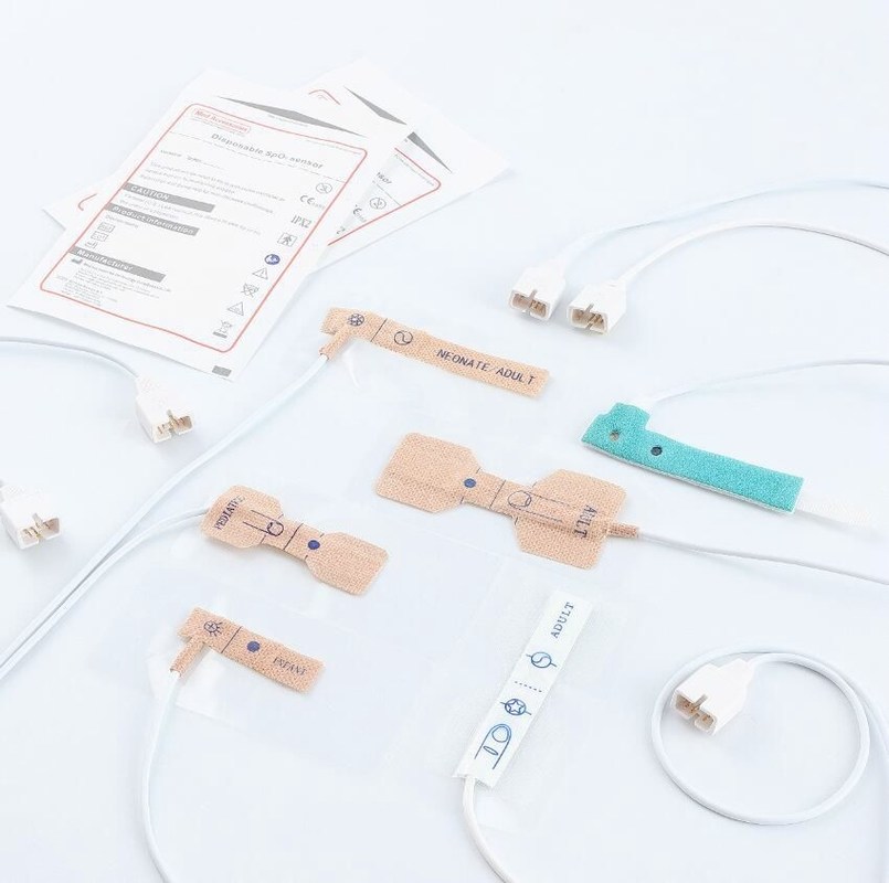 Compatible con GE OXYTIP OXY-AP Oximax Spo2 sensor adhesivo desechable de 8 pines Proba para adultos