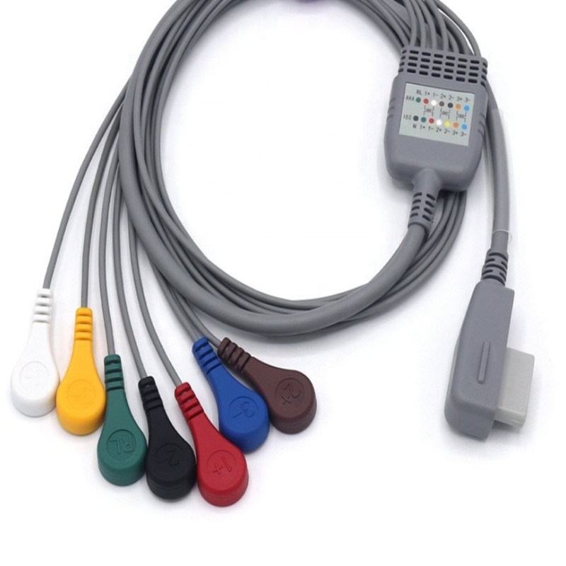 ISO13485 grabador de ECG Holter Cable portátil con 7 cables Snap