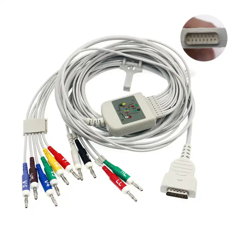 10 conductores 12 conductores cable de ECG 15 pines gris color multifunción