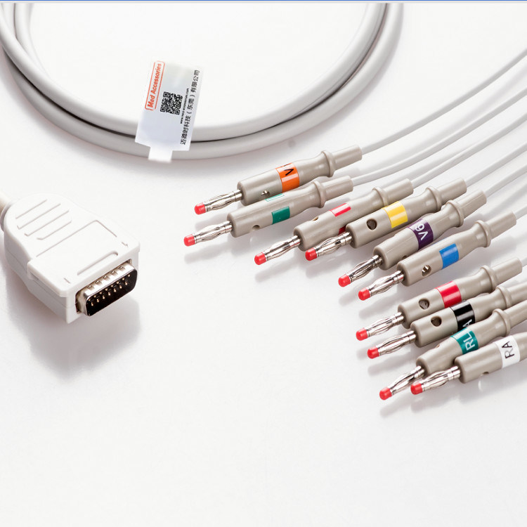10 conductores 12 conductores cable de ECG 15 pines gris color multifunción