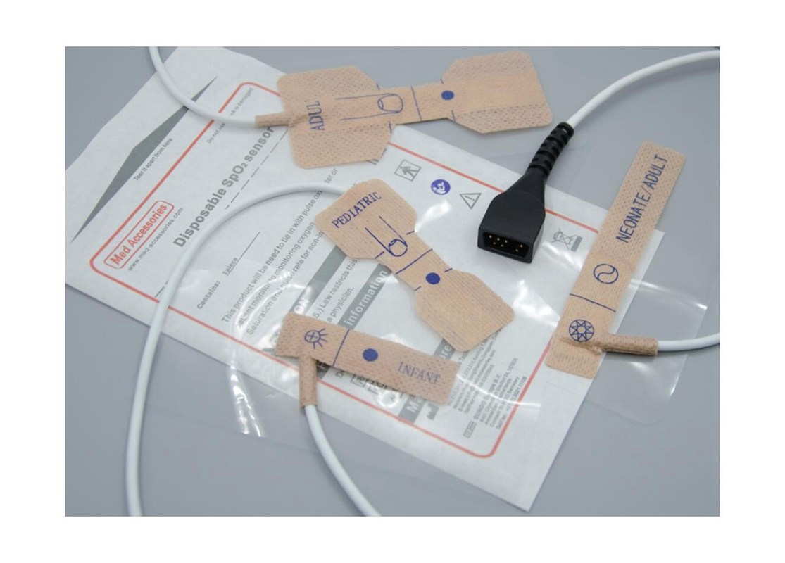Accesorios médicos de fábrica adhesivo oxímetro de pulso desechable Dedo de la sonda longitud 90cm color blanco