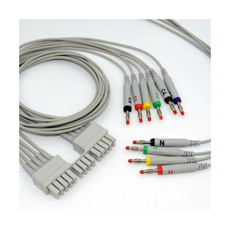 Accesorios de cable de ecg para monitores de pacientes de alambre redondo / conjunto de cables para pacientes de ecg para servicios médicos de salud