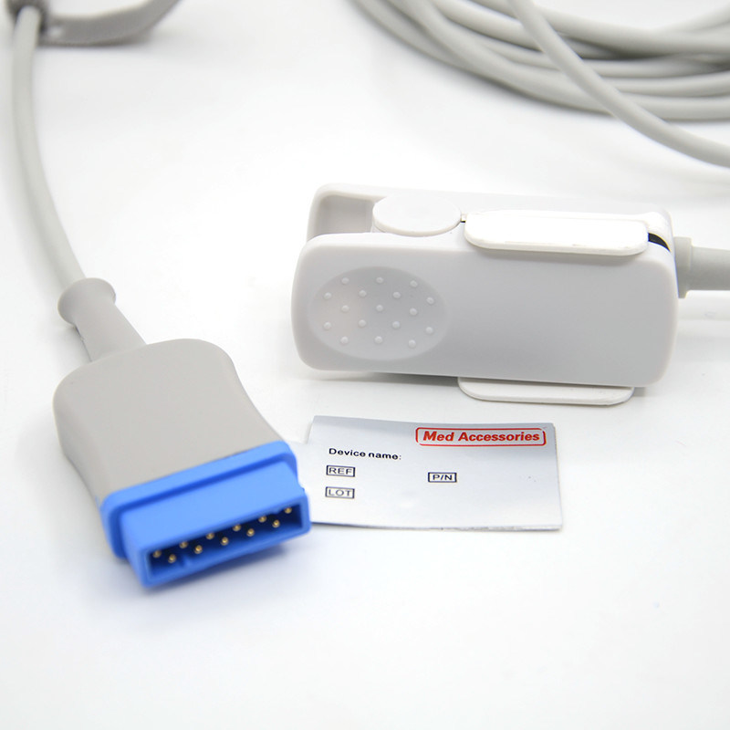 GE 11 pin Dedo adulto TPU gris Spo2 Sensor Cable Pack único para todos los tipos de pacientes Certificado CE