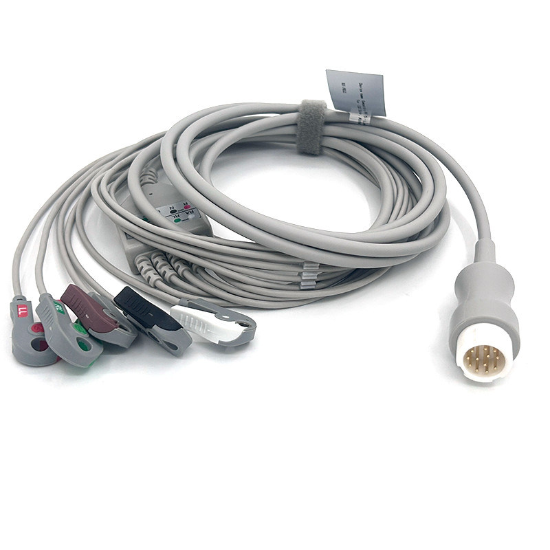HP 12Pin 5wires de plomo ECG Monitor Cable gris color láser libre de función múltiple