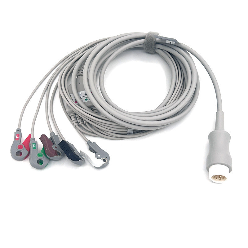 HP 12Pin 5wires de plomo ECG Monitor Cable gris color láser libre de función múltiple