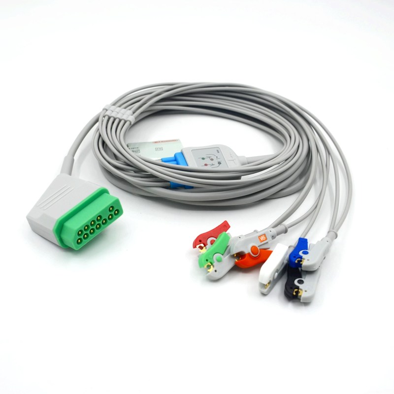 Compatible Nihon Kohden 12 Pin 6 Leads ECG cable de monitoreo para accesorios médicos