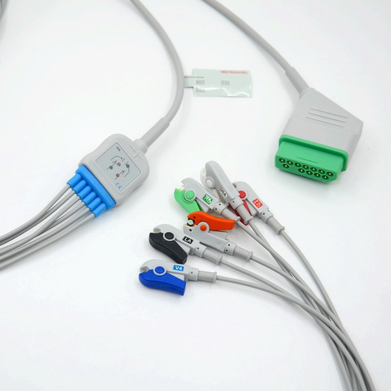 Compatible Nihon Kohden 12 Pin 6 Leads ECG cable de monitoreo para accesorios médicos