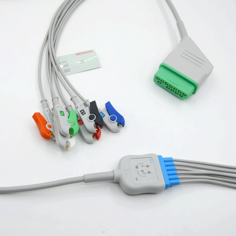 Compatible Nihon Kohden 12 Pin 6 Leads ECG cable de monitoreo para accesorios médicos