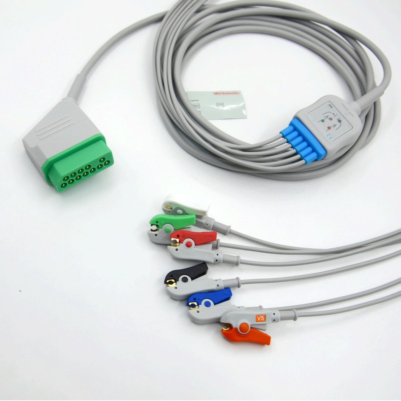 Compatible Nihon Kohden 12 Pin 6 Leads ECG cable de monitoreo para accesorios médicos