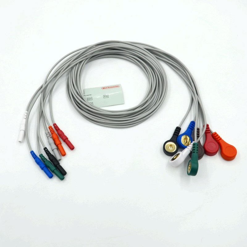 De alta calidad Din Tipo 7 de plomo Snap Holter grabador de ECG cables de plomo