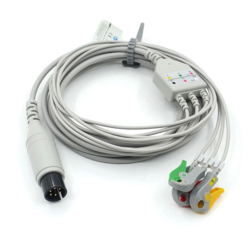 Cable de ECG de 3 derivaciones compatible con AAMI IEC Grabber para accesorios médicos
