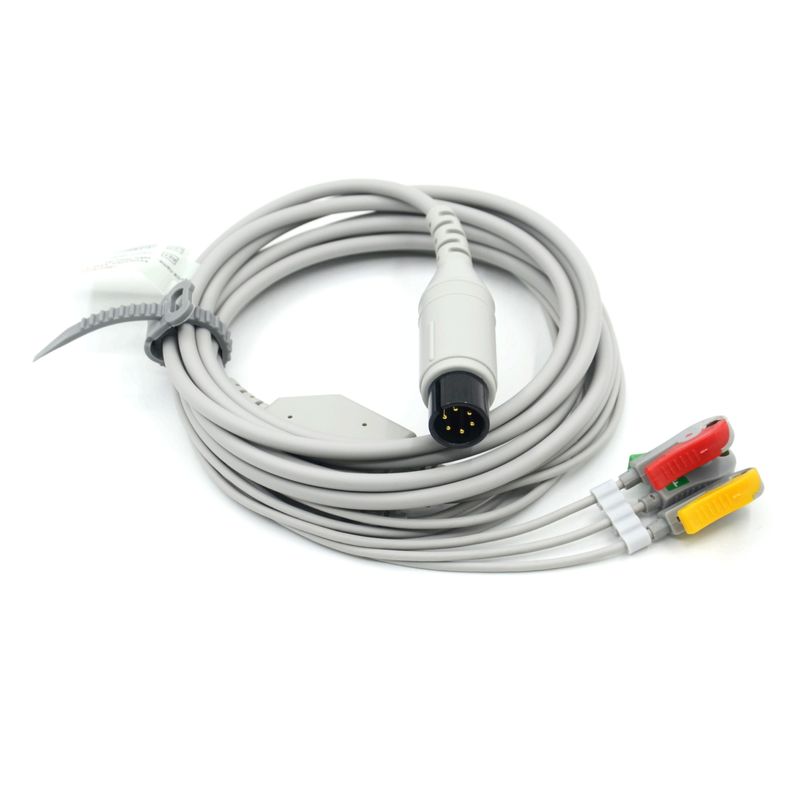 Cable de ECG de 3 derivaciones compatible con AAMI IEC Grabber para accesorios médicos