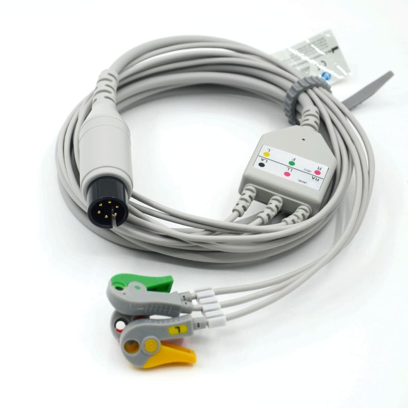 Cable de ECG de 3 derivaciones compatible con AAMI IEC Grabber para accesorios médicos