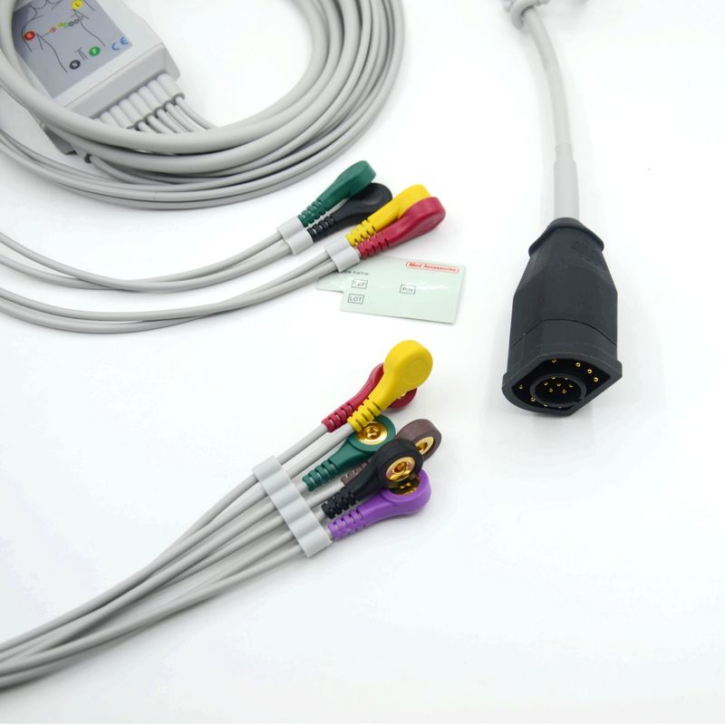 Cable y cables de ECG estándar IEC compatibles con Zoll 10 Leads Snap