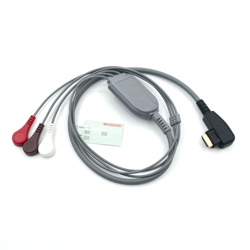 Producción de profesionales médicos DMS ECG Cable Holter Probe 3Leads Snap AHA/IEC para DMS300