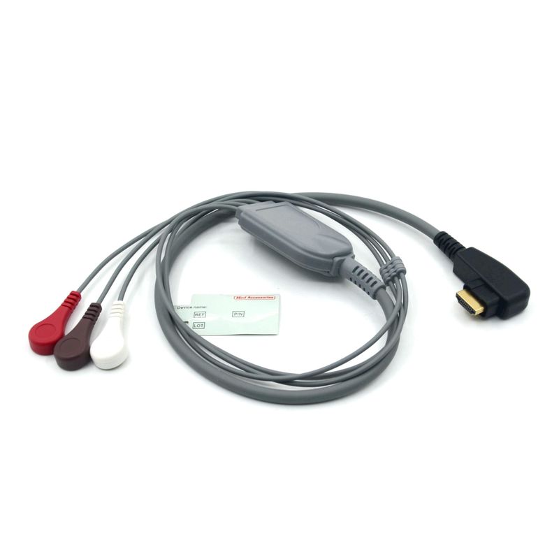 Producción de profesionales médicos DMS ECG Cable Holter Probe 3Leads Snap AHA/IEC para DMS300