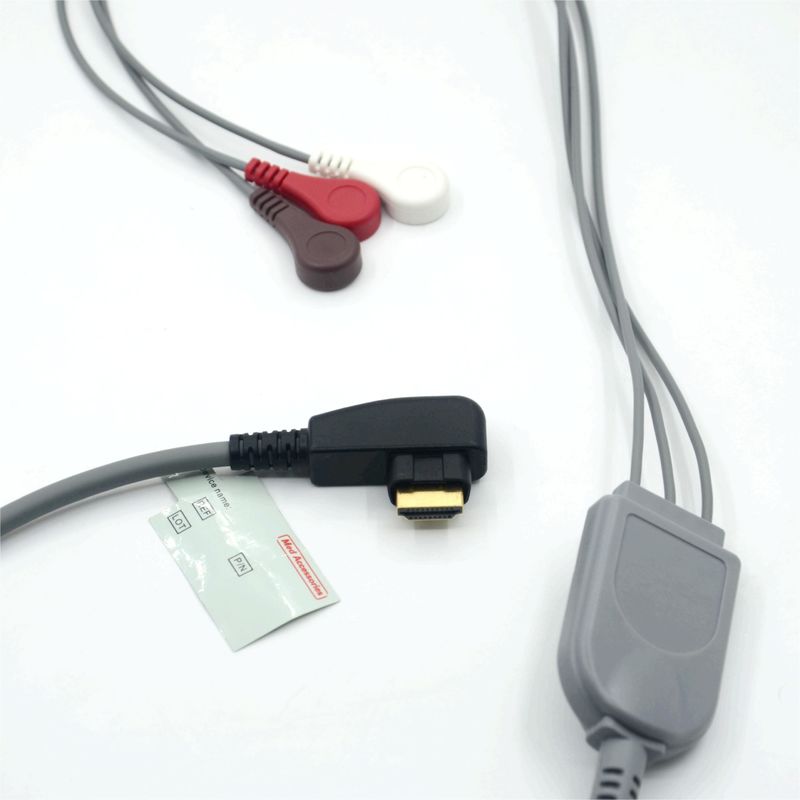 Producción de profesionales médicos DMS ECG Cable Holter Probe 3Leads Snap AHA/IEC para DMS300