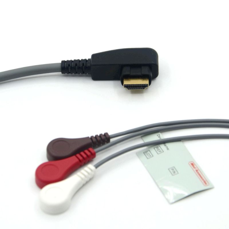 Producción de profesionales médicos DMS ECG Cable Holter Probe 3Leads Snap AHA/IEC para DMS300