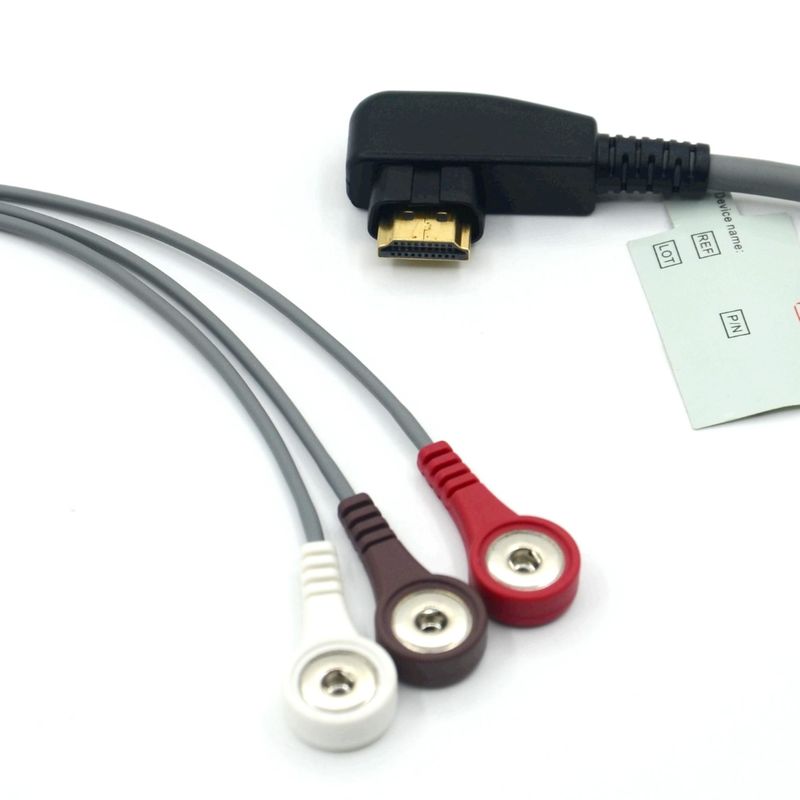Producción de profesionales médicos DMS ECG Cable Holter Probe 3Leads Snap AHA/IEC para DMS300