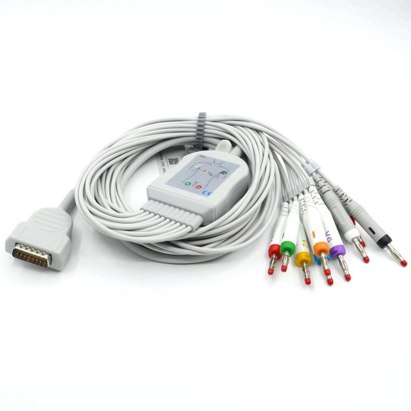 Compatible Nihon Kohden 10 Leads ECG Cable de ECG Médico 4.0 Banano AHA para el Accesorio del Monitor del Paciente