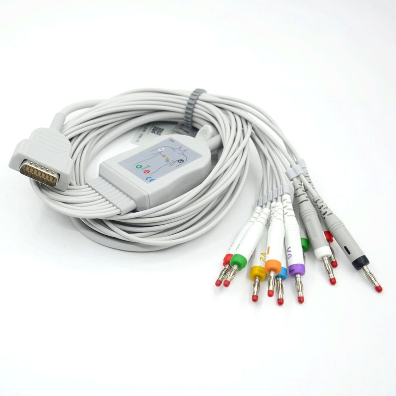 Compatible Nihon Kohden 10 Leads ECG Cable de ECG Médico 4.0 Banano AHA para el Accesorio del Monitor del Paciente