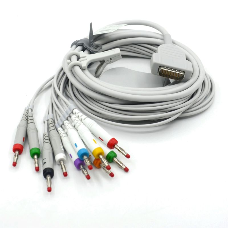 Compatible Nihon Kohden 10 Leads ECG Cable de ECG Médico 4.0 Banano AHA para el Accesorio del Monitor del Paciente