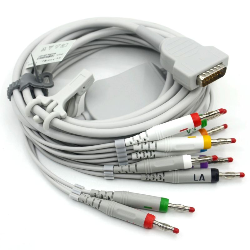 Compatible Nihon Kohden 10 Leads ECG Cable de ECG Médico 4.0 Banano AHA para el Accesorio del Monitor del Paciente