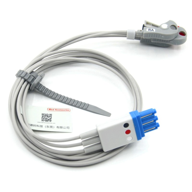 Compatible Philips 3 cables de ECG de plomo con grabador AHA de color CE y ISO13485