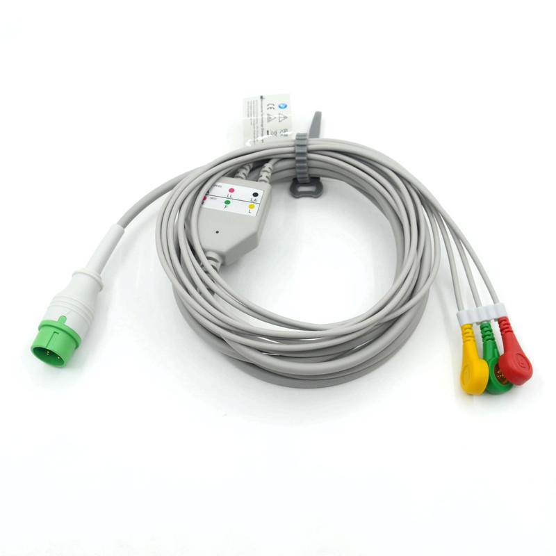 Conector de alta calidad compatible con Zoncare 3 Cable ECG ECG de plomo IEC Snap para accesorios médicos