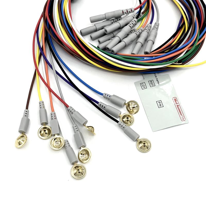 Cable con botón a presión médico flexible, cable ECG EEG Holter de 10 derivaciones con botón a presión de 3/5/7/10 derivaciones