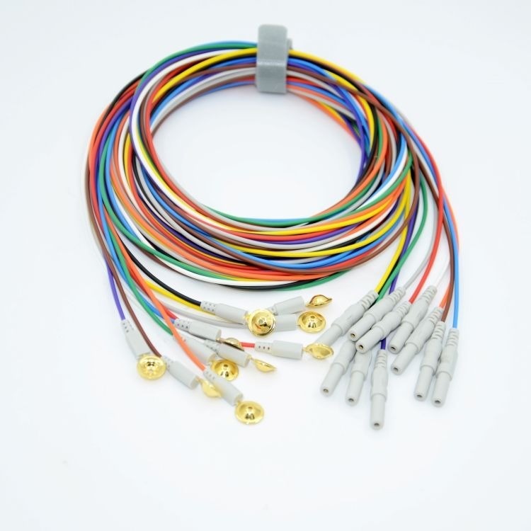 Cable con botón a presión médico flexible, cable ECG EEG Holter de 10 derivaciones con botón a presión de 3/5/7/10 derivaciones