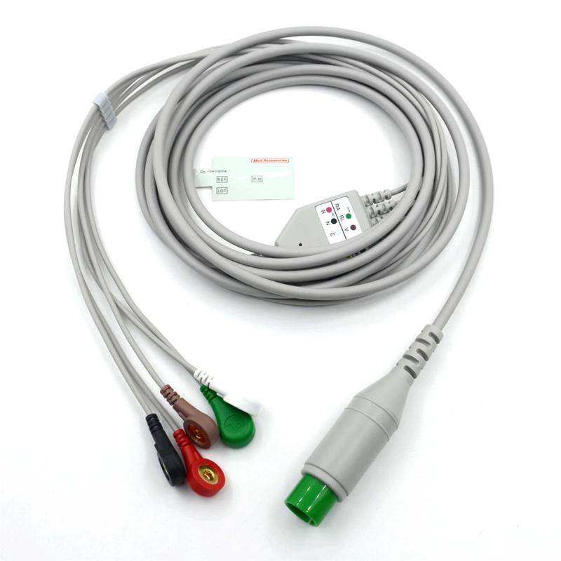 Accesorios Médicos de Alta Calidad Compatibles con Cable ECG EKG de 5 Derivaciones M&B AHA Snap
