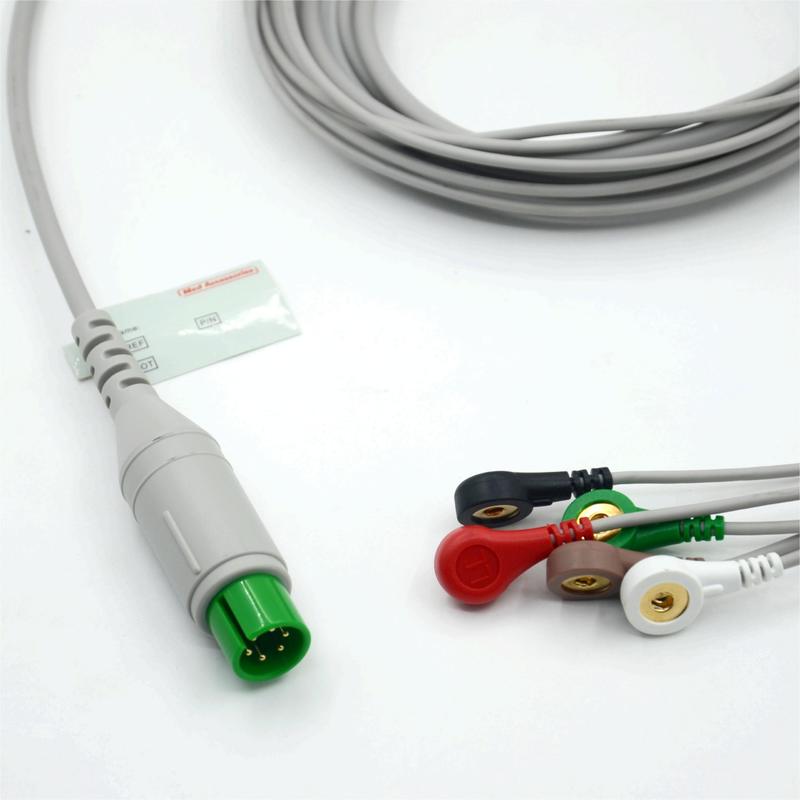 Accesorios Médicos de Alta Calidad Compatibles con Cable ECG EKG de 5 Derivaciones M&B AHA Snap