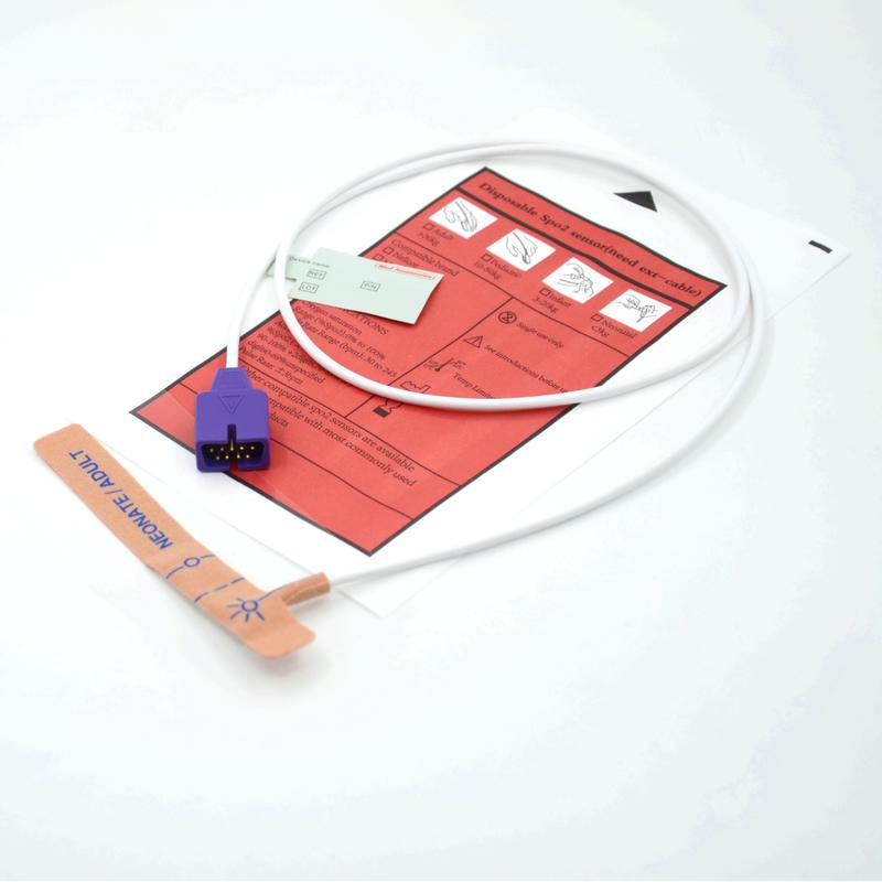 Proveedor de accesorios médicos Tejido elástico Compatible con sensor SpO2 desechable nellcor de 9 pines para neonatos/adultos