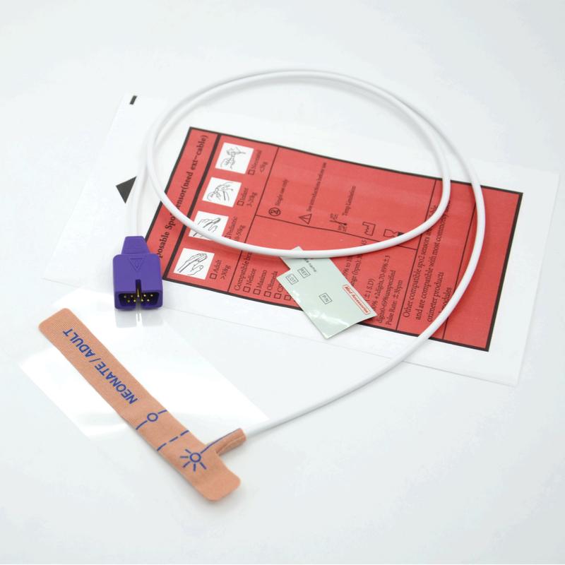 Proveedor de accesorios médicos Tejido elástico Compatible con sensor SpO2 desechable nellcor de 9 pines para neonatos/adultos