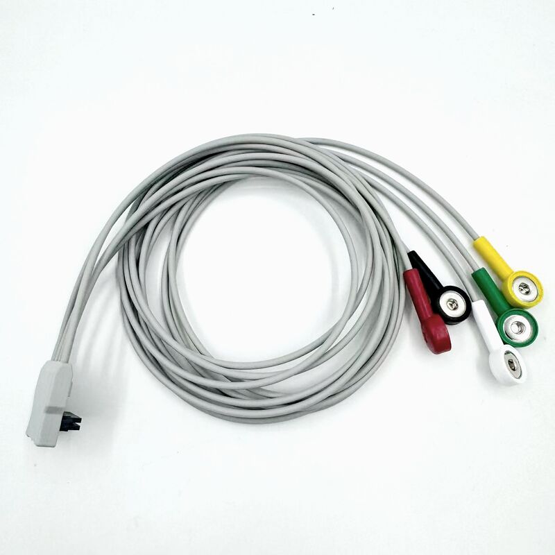 Accesorios médicos de alta calidad con certificación RoHS Silicona de diagnóstico IEC Color 5 grabador de plomo ECG ECG Cable compatible con BLT