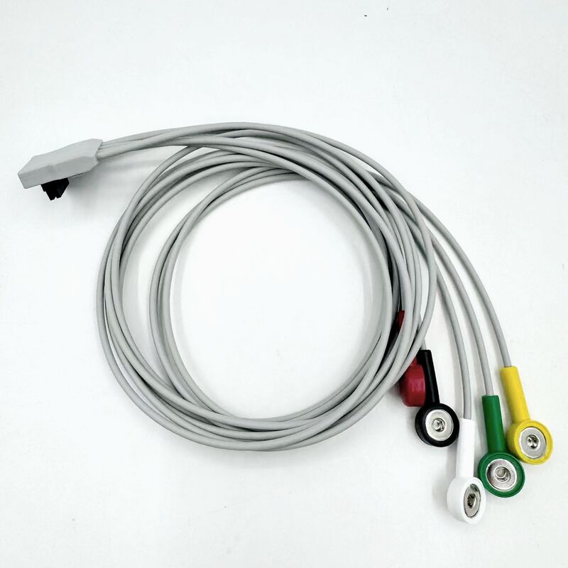 Accesorios médicos de alta calidad con certificación RoHS Silicona de diagnóstico IEC Color 5 grabador de plomo ECG ECG Cable compatible con BLT