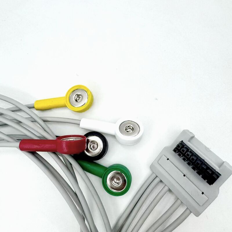 Accesorios médicos de alta calidad con certificación RoHS Silicona de diagnóstico IEC Color 5 grabador de plomo ECG ECG Cable compatible con BLT
