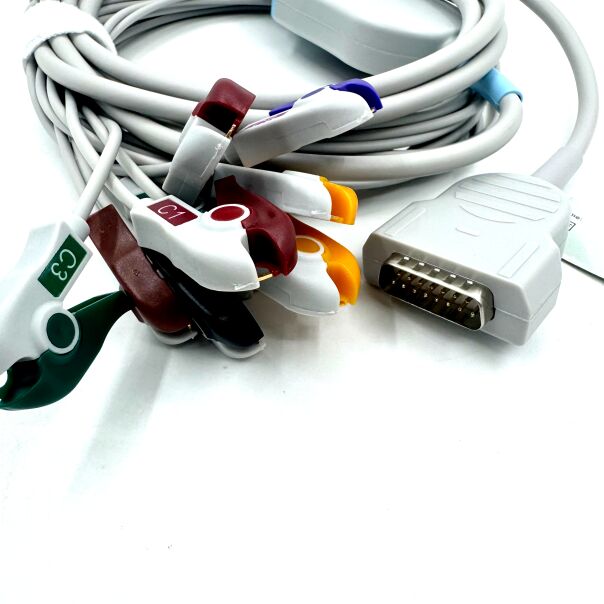 Accesorios Med Compatible 10 Cable de ECG de plomo con extremo de agarre de grado médico TPU Latéx Consumibles médicos con certificación RoHS