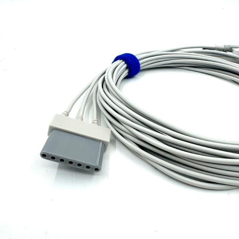 Accesorios médicos de alta calidad RoHS Certificado de diagnóstico Silicona IEC Color 3-Lead Grabber ECG Cable Leadwire