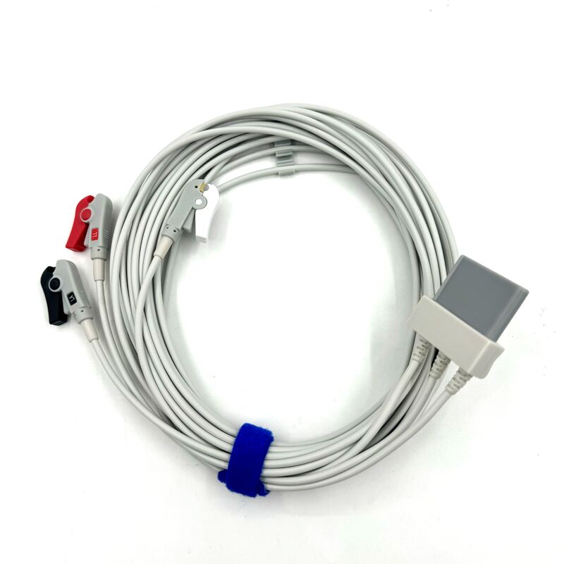 Accesorios médicos de alta calidad RoHS Certificado de diagnóstico Silicona IEC Color 3-Lead Grabber ECG Cable Leadwire
