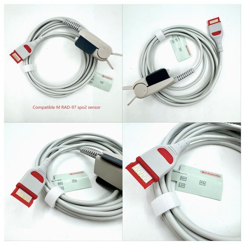 Accesorios médicos de alta calidad Accesorios de monitoreo médico Reutilizables para adultos Sensor de SpO2 blando Compatible con RAD-97 Sensor de Spo2