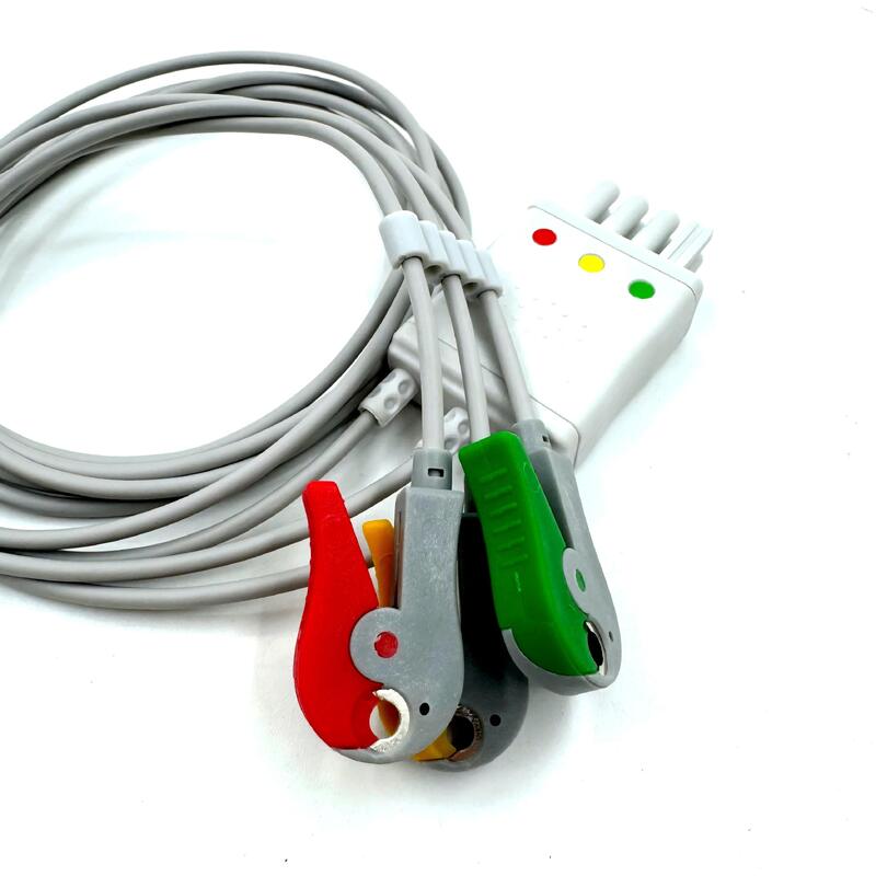 Accesorios Med de alta calidad Modelo de color IEC RoHS Certificado 3-Lead Grabber ECG Leadwire Compatible con Nihon Kohden
