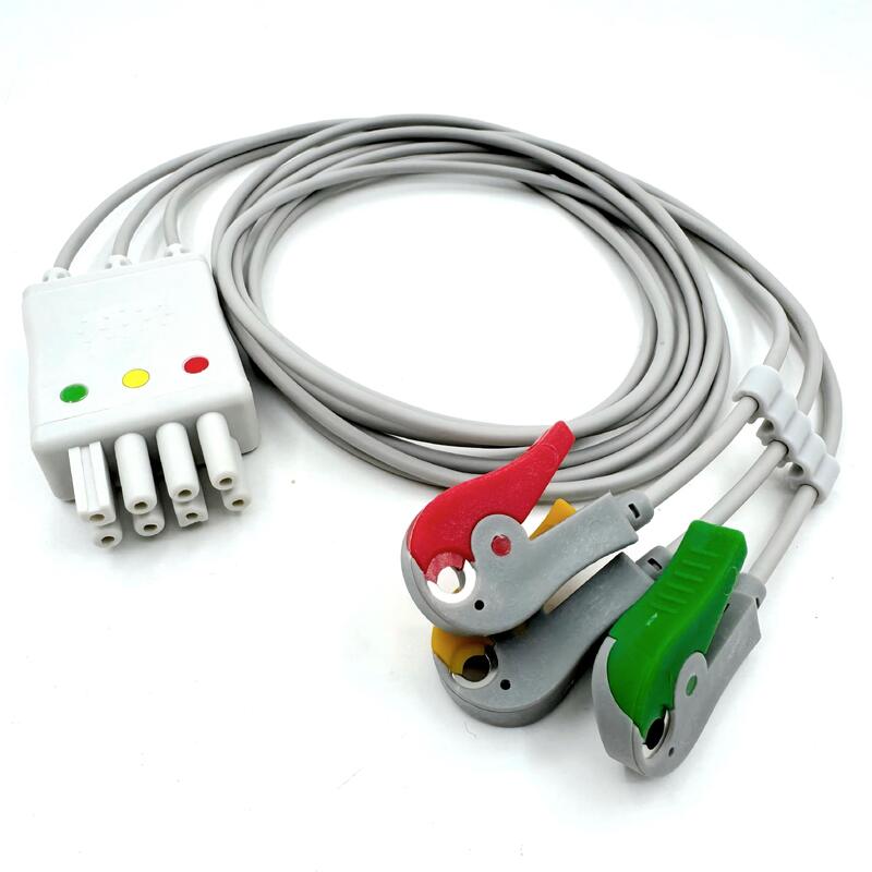 Accesorios Med de alta calidad Modelo de color IEC RoHS Certificado 3-Lead Grabber ECG Leadwire Compatible con Nihon Kohden