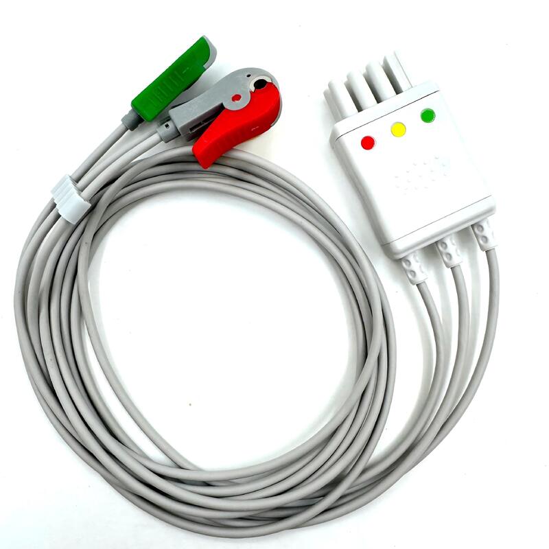 Accesorios Med de alta calidad Modelo de color IEC RoHS Certificado 3-Lead Grabber ECG Leadwire Compatible con Nihon Kohden