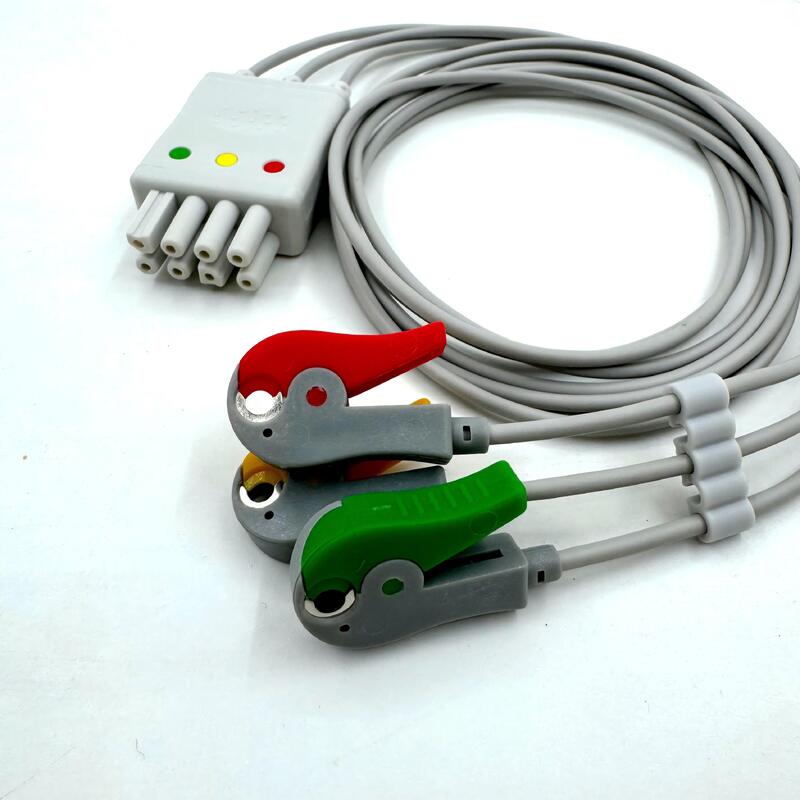 Accesorios Med de alta calidad Modelo de color IEC RoHS Certificado 3-Lead Grabber ECG Leadwire Compatible con Nihon Kohden